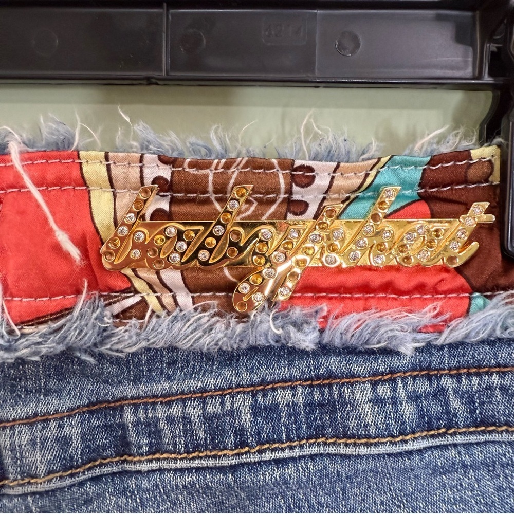 Baby Phat boho jeans junior size 11 distressed patchwork waist flare y2k - Picture 5 of 12